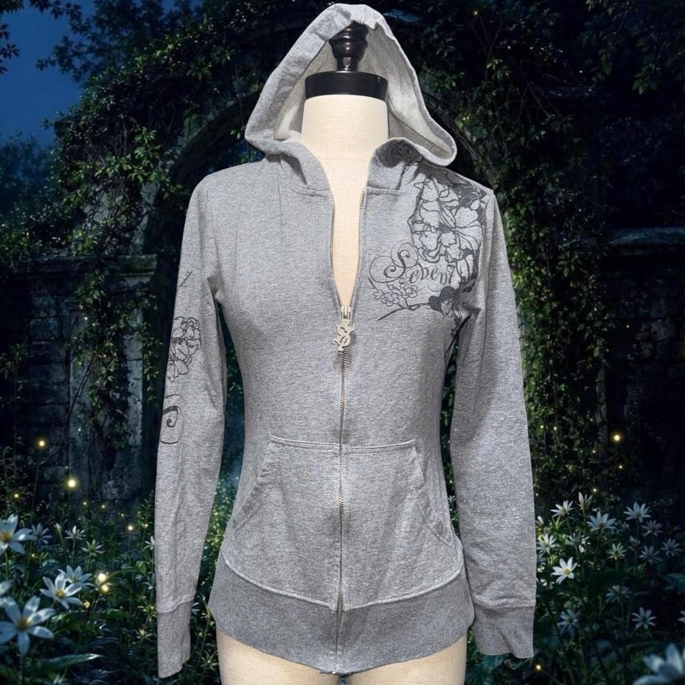 Y2K Rose Graphic Zip Up Hoodie